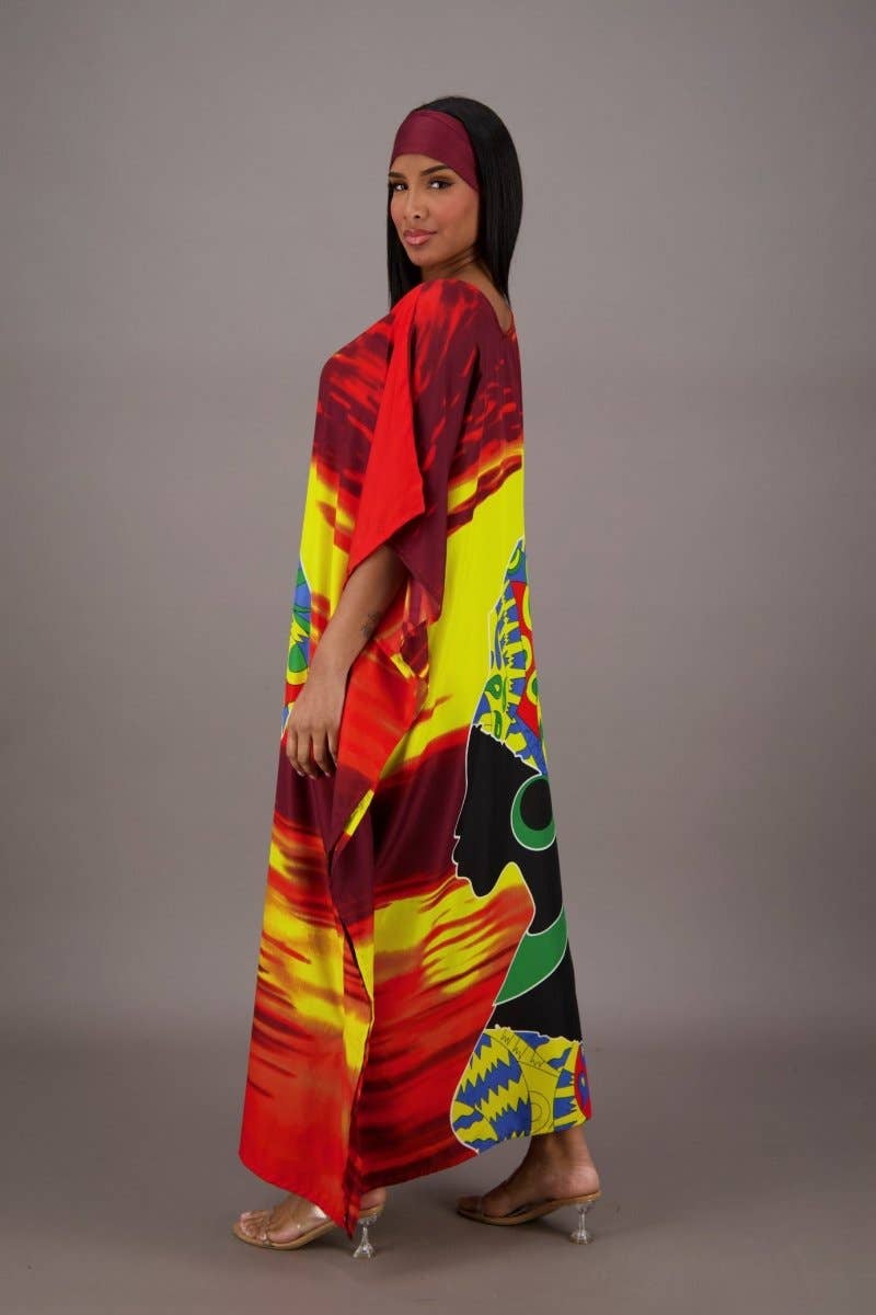 Vibrant Sunset African Print Kaftan KAF-42201: Single Color / One Size Fits Most