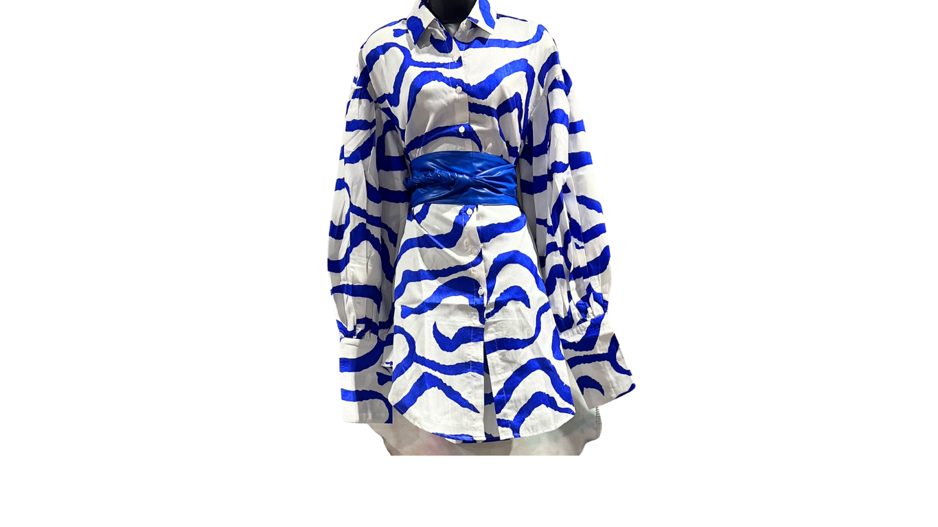 Orange & Blue Button Down Top – Colorblock Long Sleeve Shirt