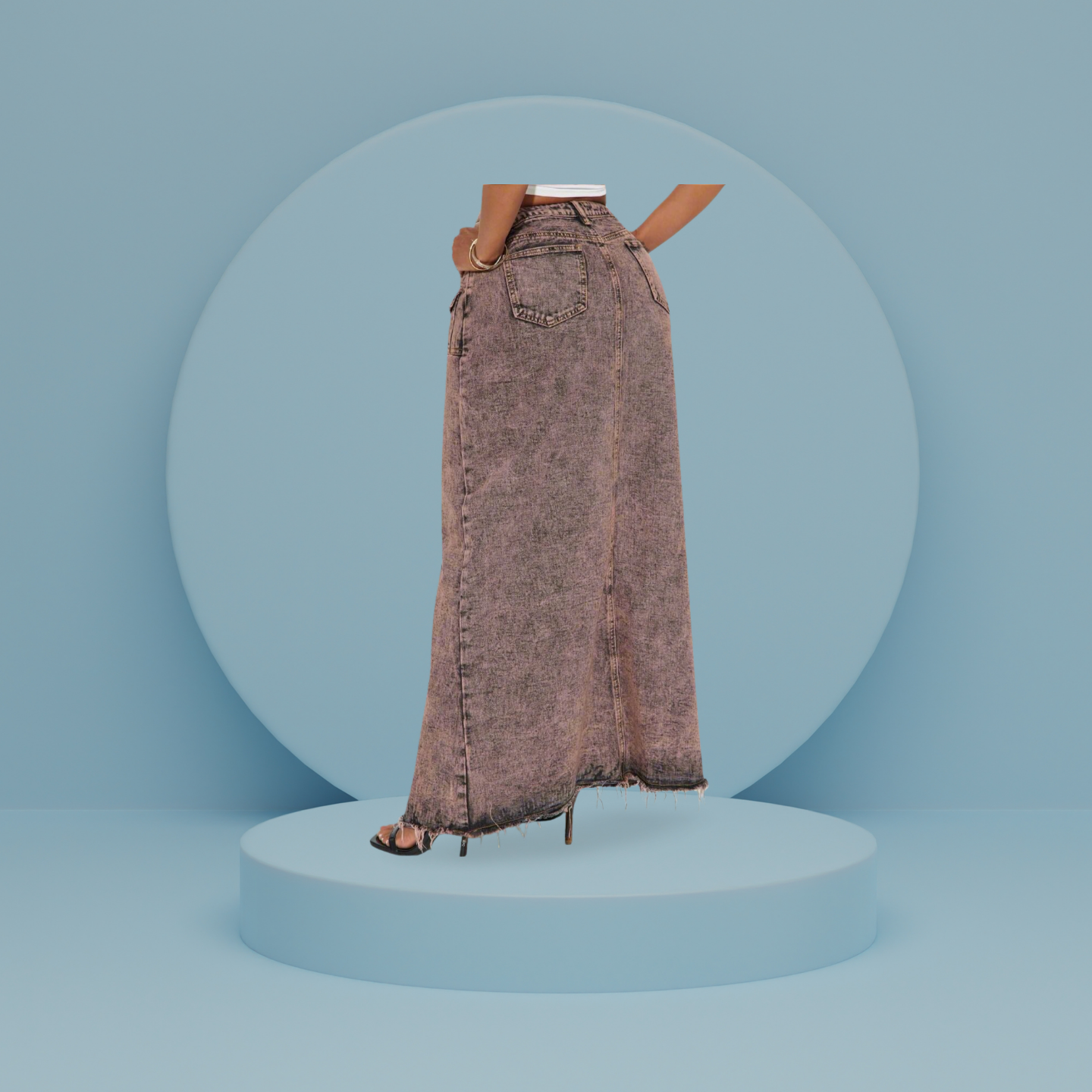 π€ Sleek & Chic Rust Denim Skirt β Fitted with Front Slit β¨