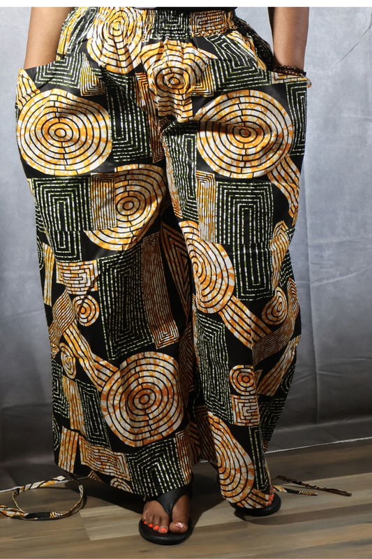 Bold Geo Print Wide-Leg Palazzo Pants Plus Size | High-Waist Statement Lounge Pants for Women