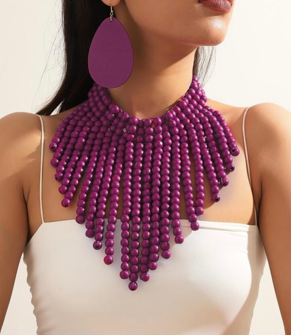 The Purple beaded bib necklace