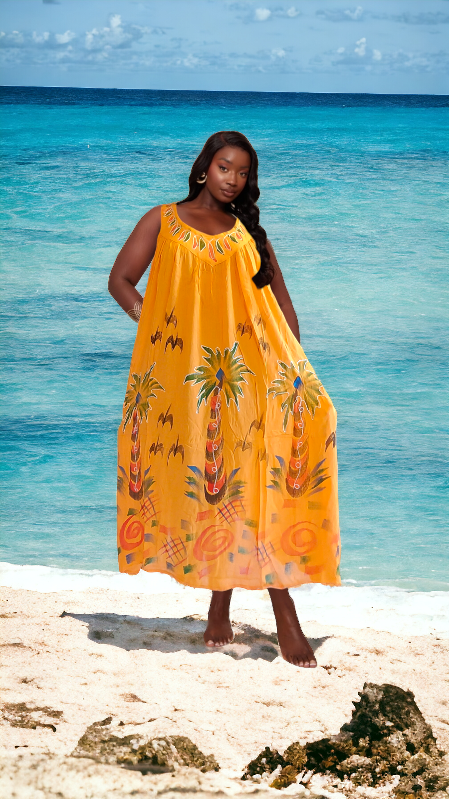 Palm Tree Print Sun Dress Assorted colors