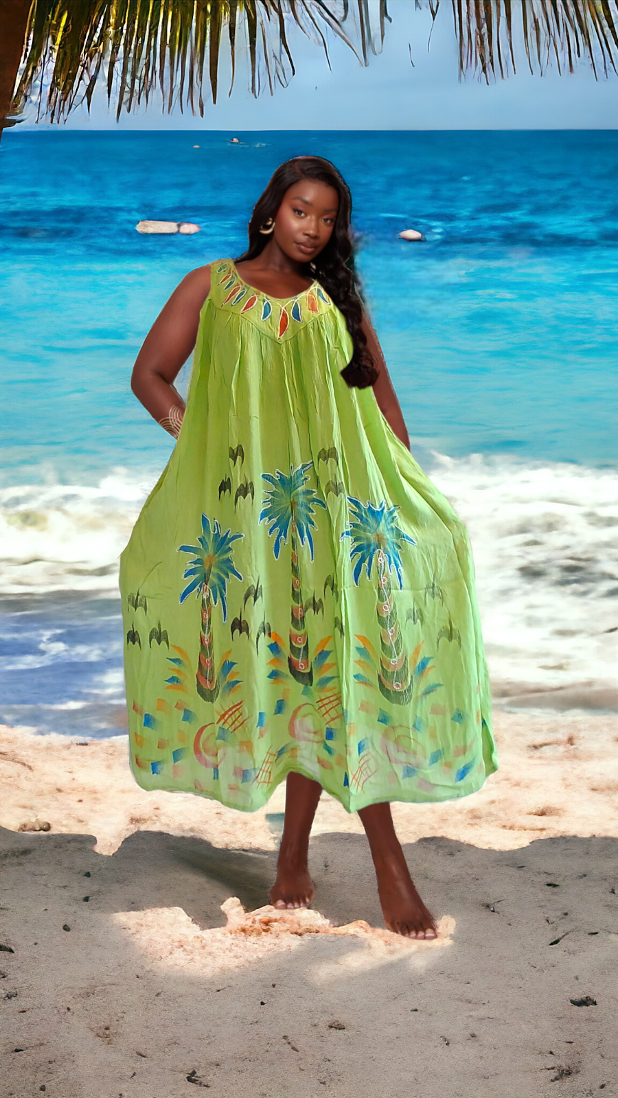 Palm Tree Print Sun Dress Assorted colors