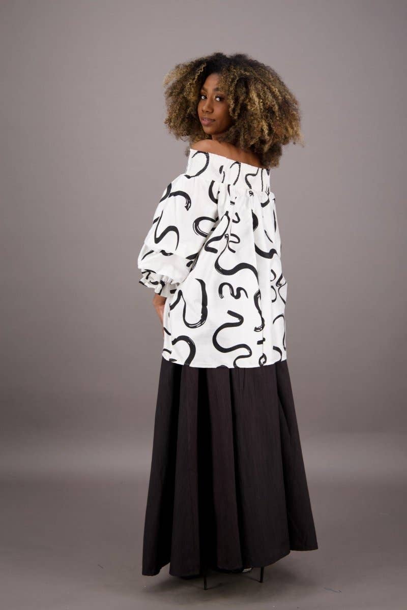 Off Shoulder Sleeve African Print Blouse: One Size Fits Most