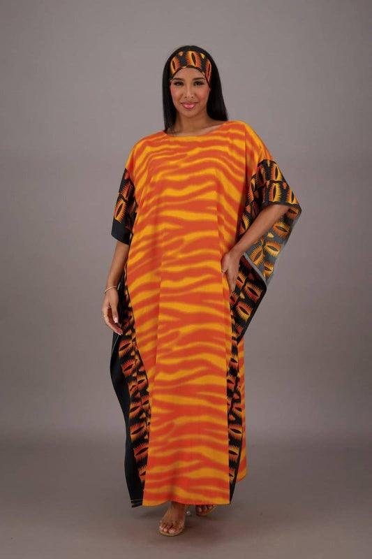 Orange Zebra Print Kaftan One Size Fits Most