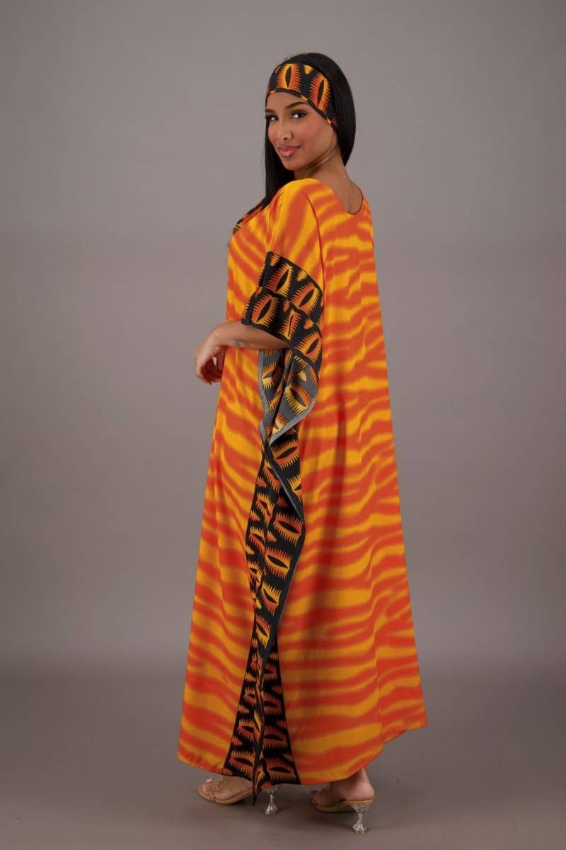 Orange Zebra Print Kaftan One Size Fits Most