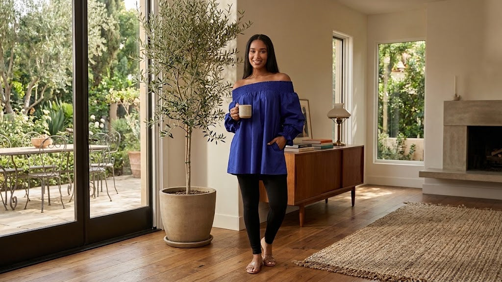 Women's Off-Shoulder Ruffle Blouse | 100% Cotton | One Size