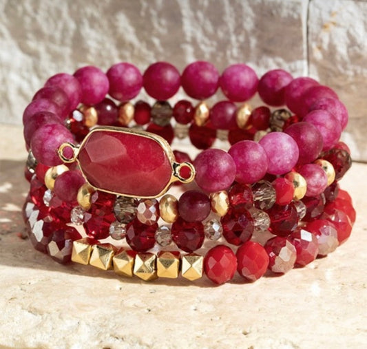 The Cranberry love bracelet stack