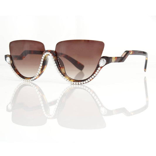 Sunglasses Half Frame Tortoiseshell Eyewear Women: One Size / Tortoiseshell / Multi Tone