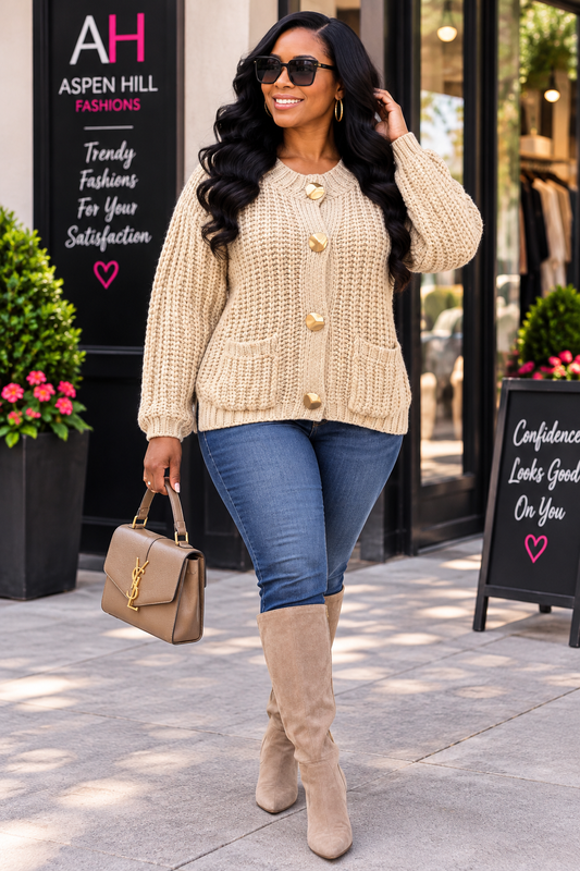Cable Knit Cardigan for Women