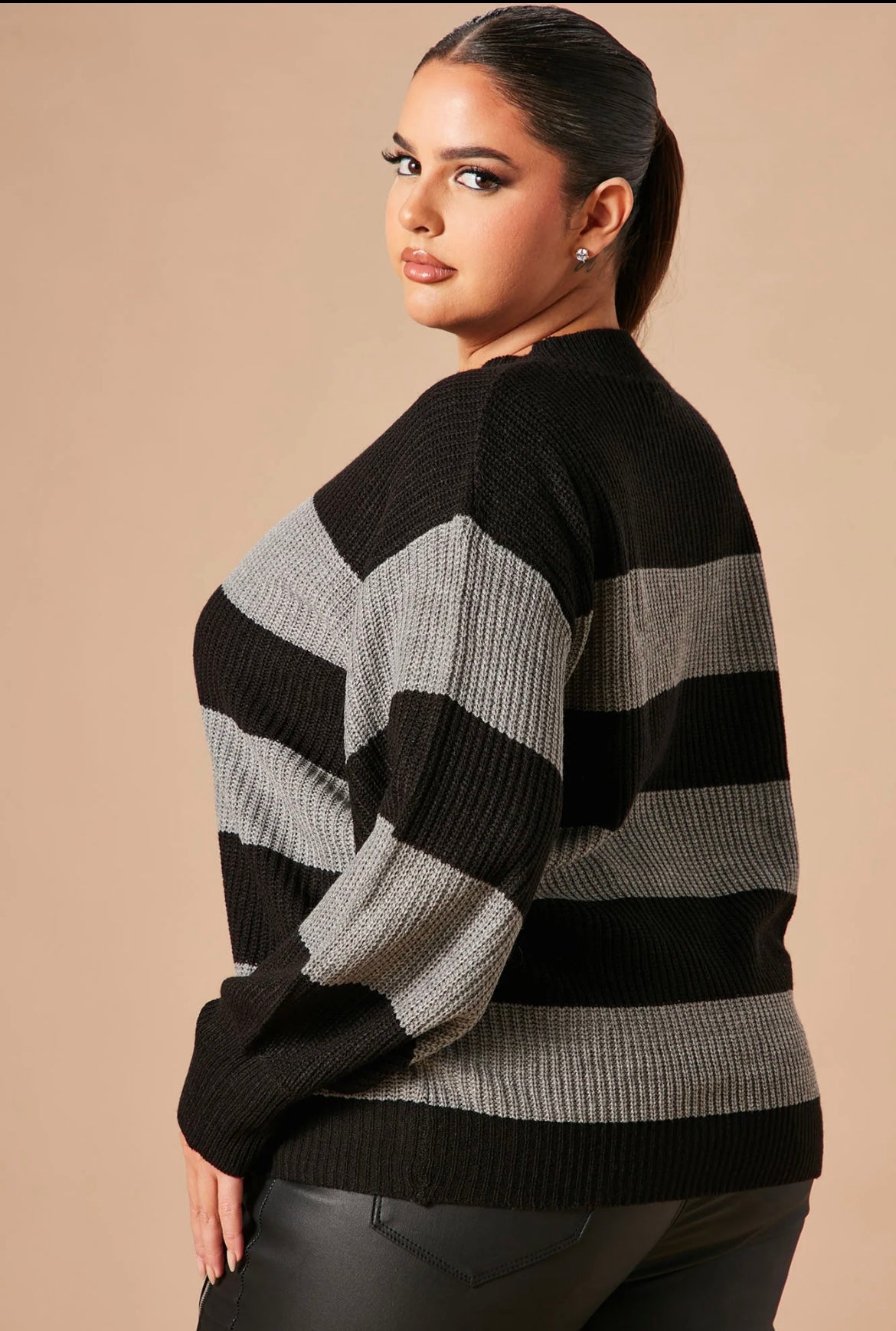 Autumn Dreams Striped Sweater - Grey/Black