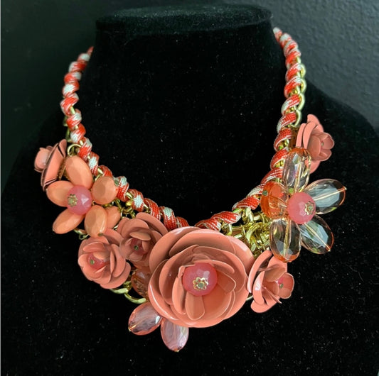 Pink rose necklace