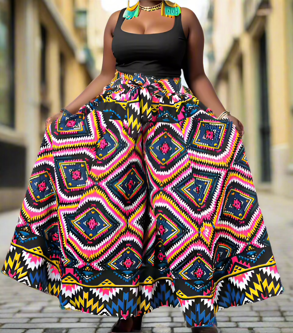 Ankara Skirt Print High Waist Palazzo Pants