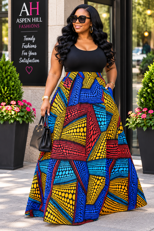 Bold & Beautiful African Print Skirt Set | Multi-Color Maxi Skirt