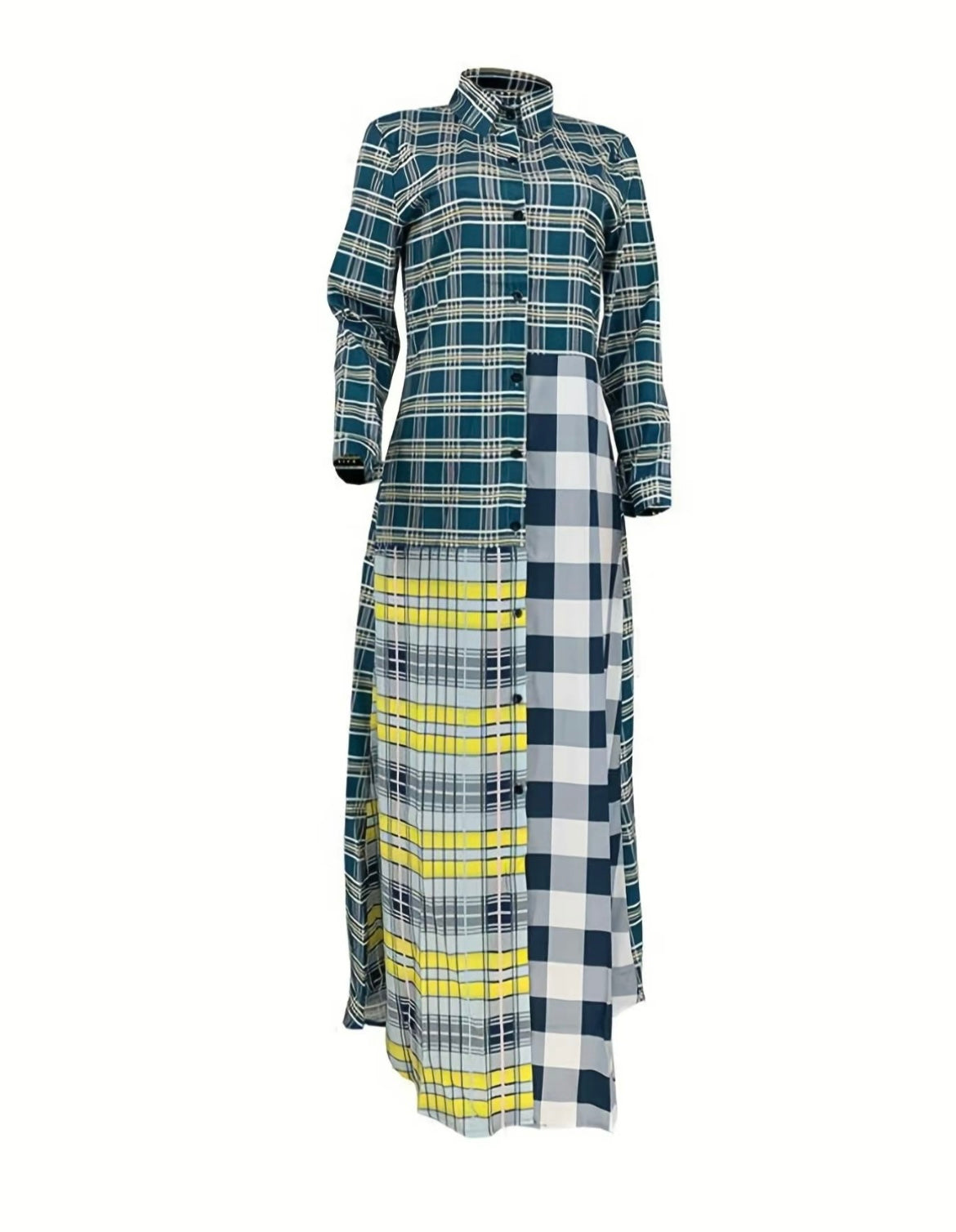 Plaid long sleeve dress / Cardigan