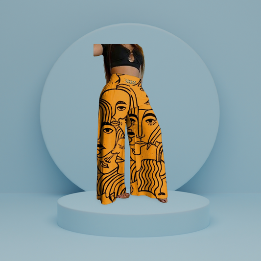 Graphic print wide leg pants