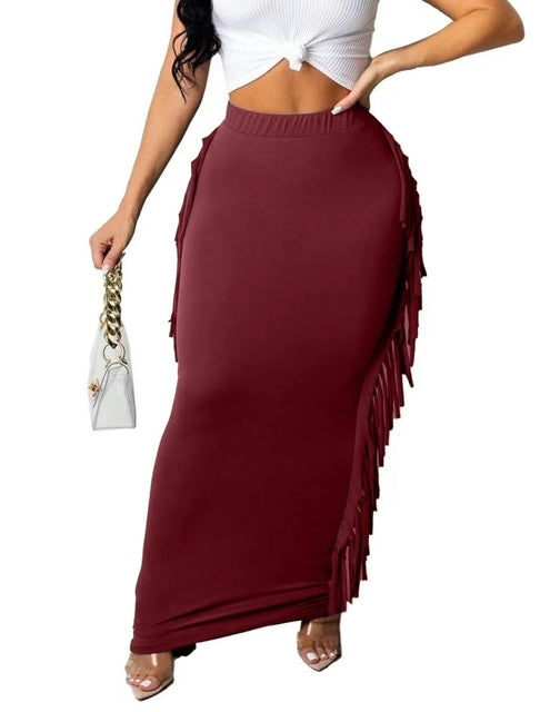 Fringe Trim High Waist Pencil Skirt