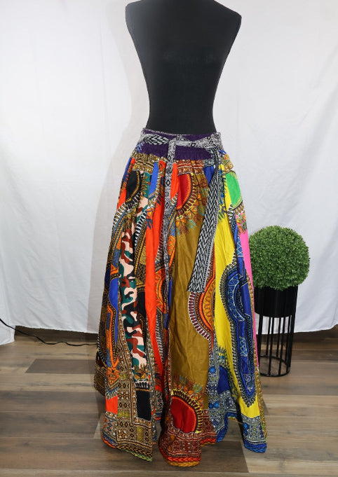 🌟 Queen Energy: African Print Multi-Panel Dashiki Maxi Skirt Set (Fits Up to 3X!)