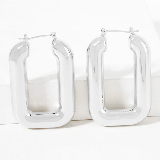 Luxe White Gold-Dipped Bold Hoop Earrings