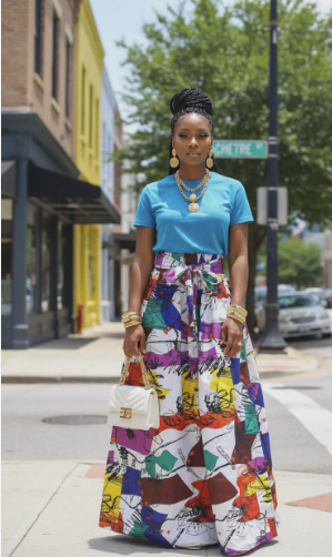 Vibrant Abstract Print Maxi Skirt Set – Bold Street Luxe Two-Piece Outfit for Women