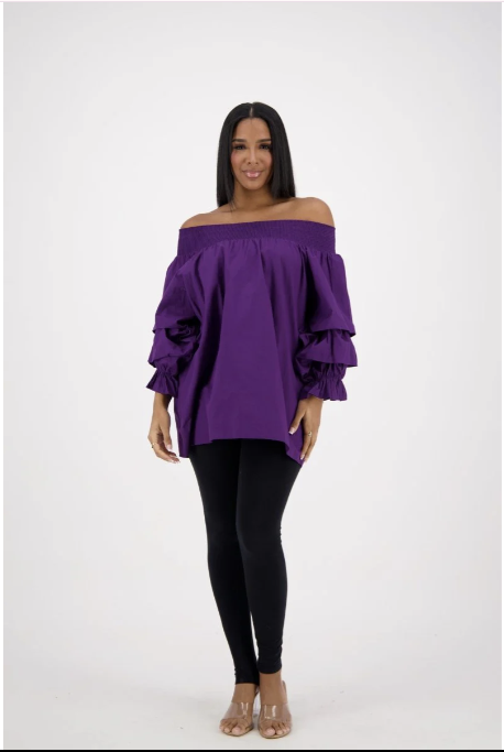 Flirty & Free Off-Shoulder Ruffle Blouse – One Size (S–2XL), 100% Cotton