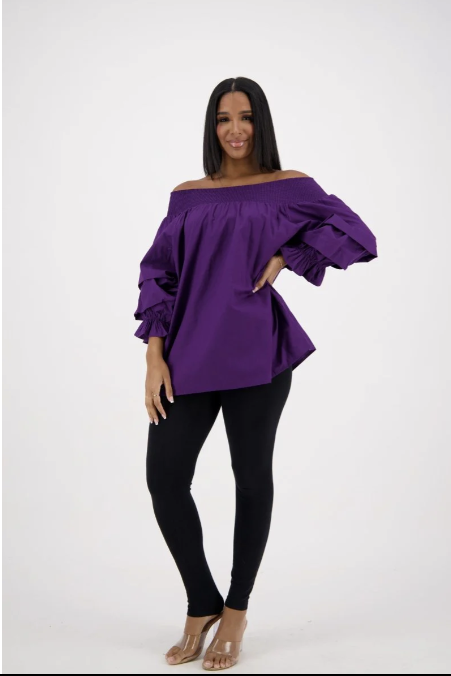 Flirty & Free Off-Shoulder Ruffle Blouse – One Size (S–2XL), 100% Cotton