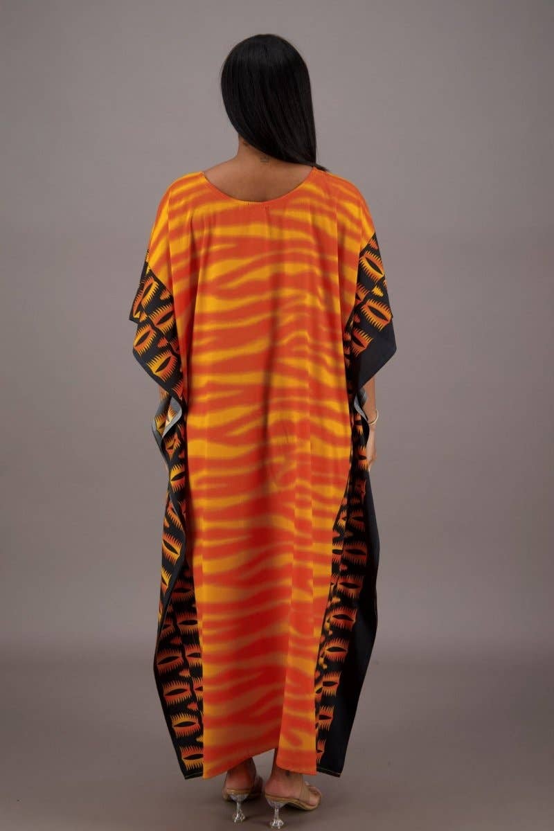 Orange Zebra Print Kaftan One Size Fits Most