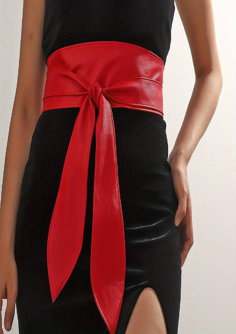 🖤 Sleek & Chic: Women's Wide Faux Leather Wrap Belt – One Size, 12 Colors